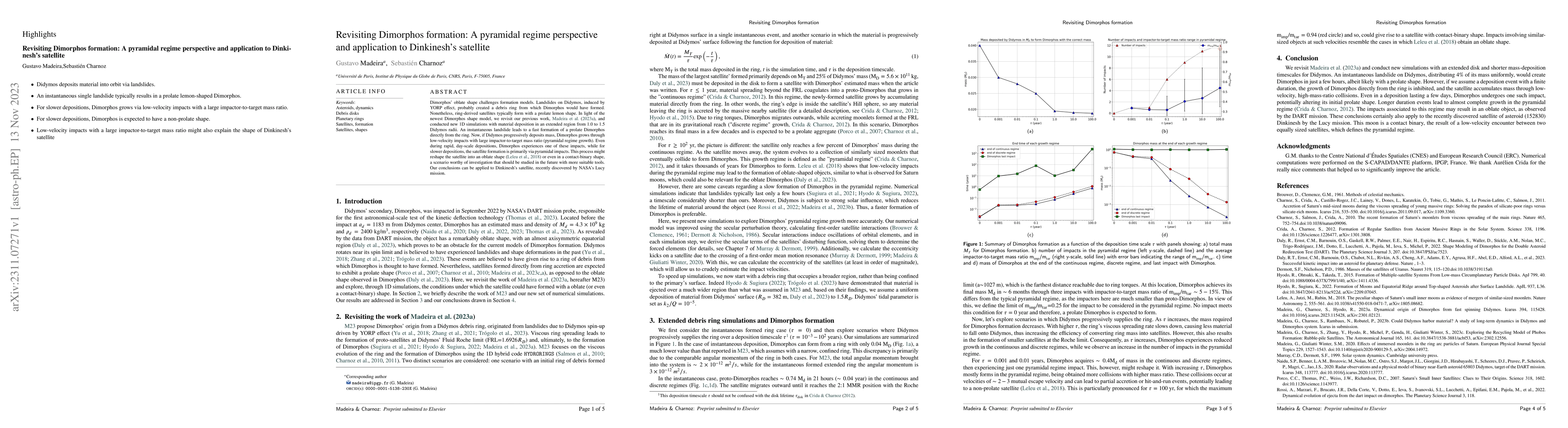 Thumbnail for Revisiting Dimorphos formation: A pyramidal regime perspective and
  application to Dinkinesh's satellite