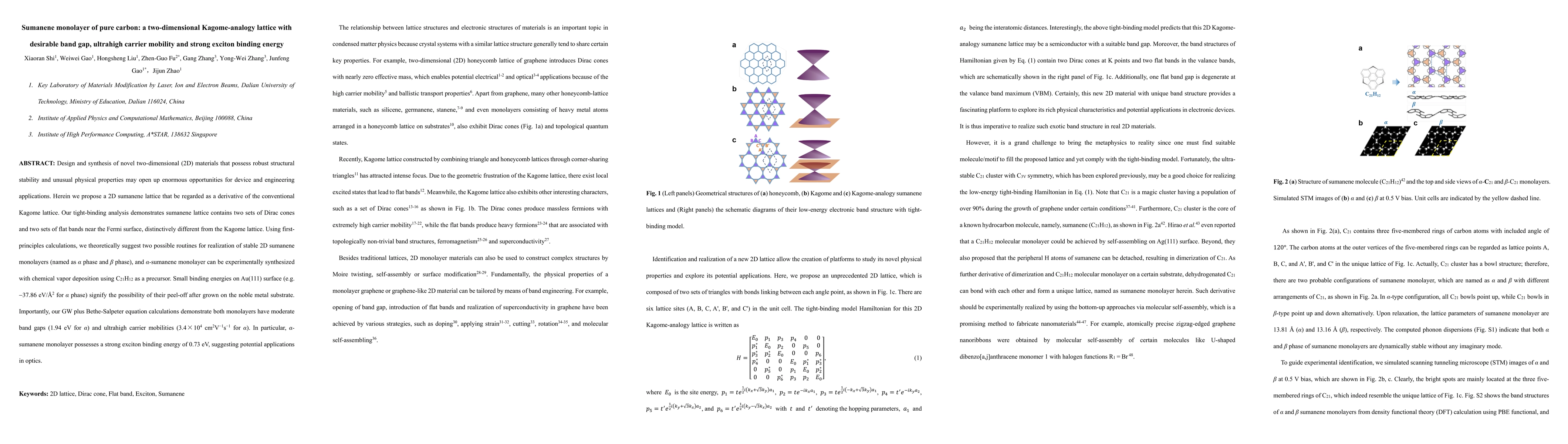 Thumbnail for Sumanene monolayer of pure carbon: a two-dimensional Kagome-analogy
  lattice with desirable band gap, ultrahigh carrier mobility and strong
  exciton binding energy