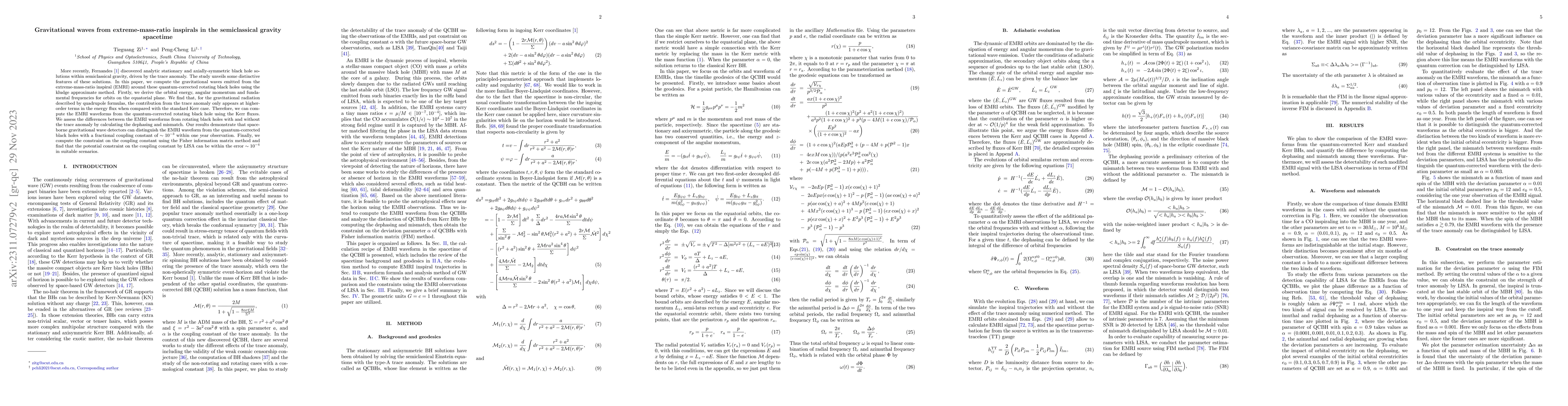 Thumbnail for Gravitational waves from extreme-mass-ratio inspirals in the
  semiclassical gravity spacetime