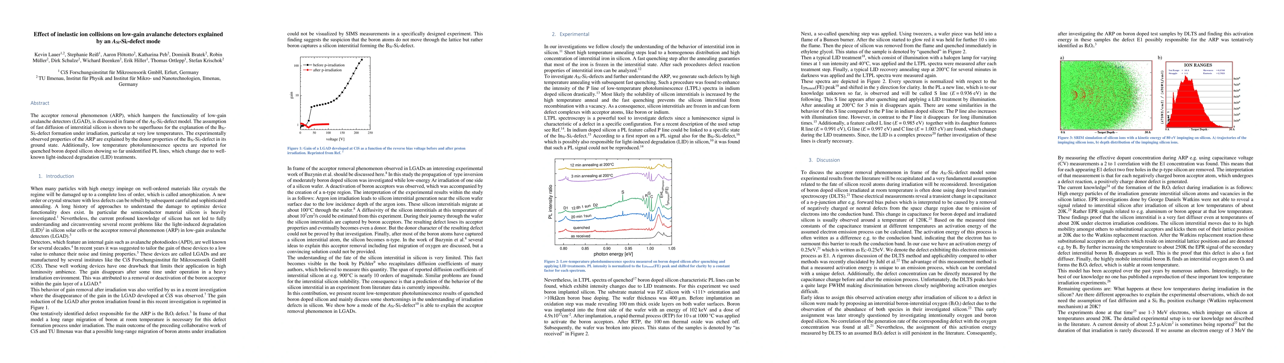 Thumbnail for Effect of inelastic ion collisions on low-gain avalanche detectors
  explained by an A_Si-Si_i-defect mode