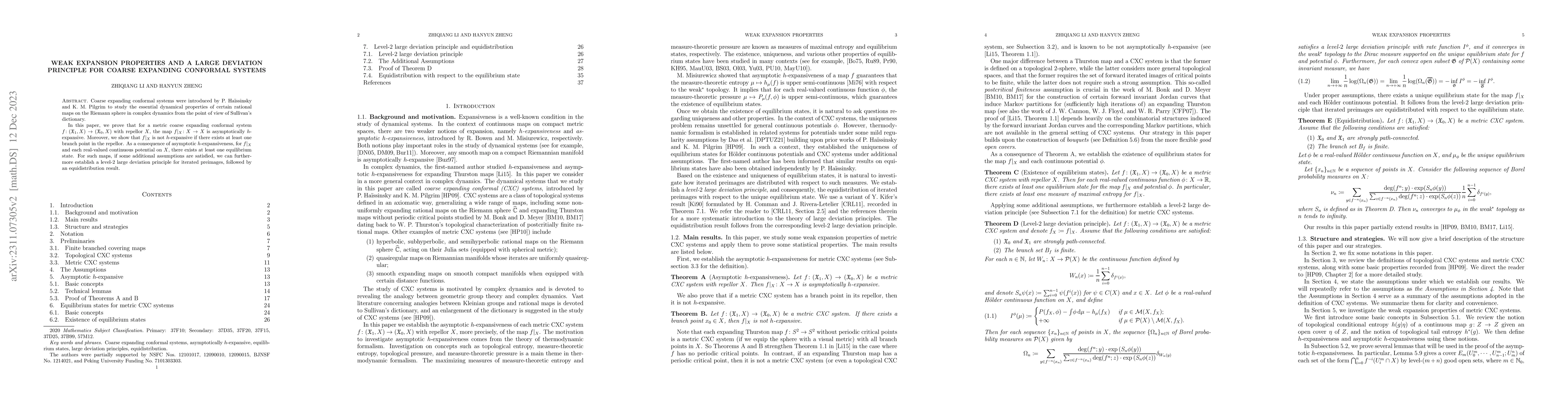 Thumbnail for Weak expansion properties and a large deviation principle for coarse
  expanding conformal systems
