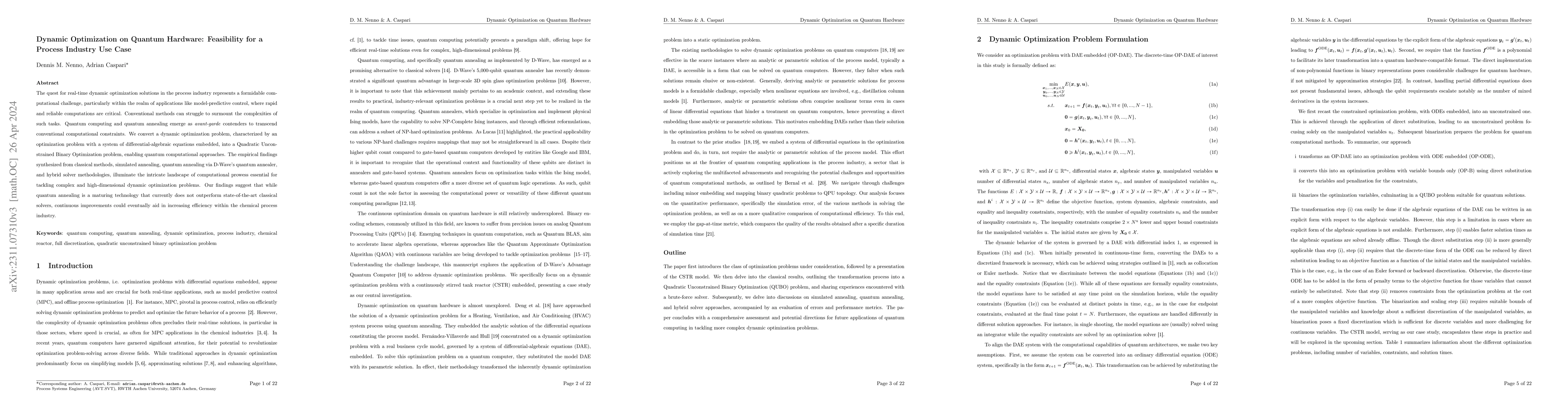 Thumbnail for Dynamic Optimization on Quantum Hardware: Feasibility for a Process
  Industry Use Case