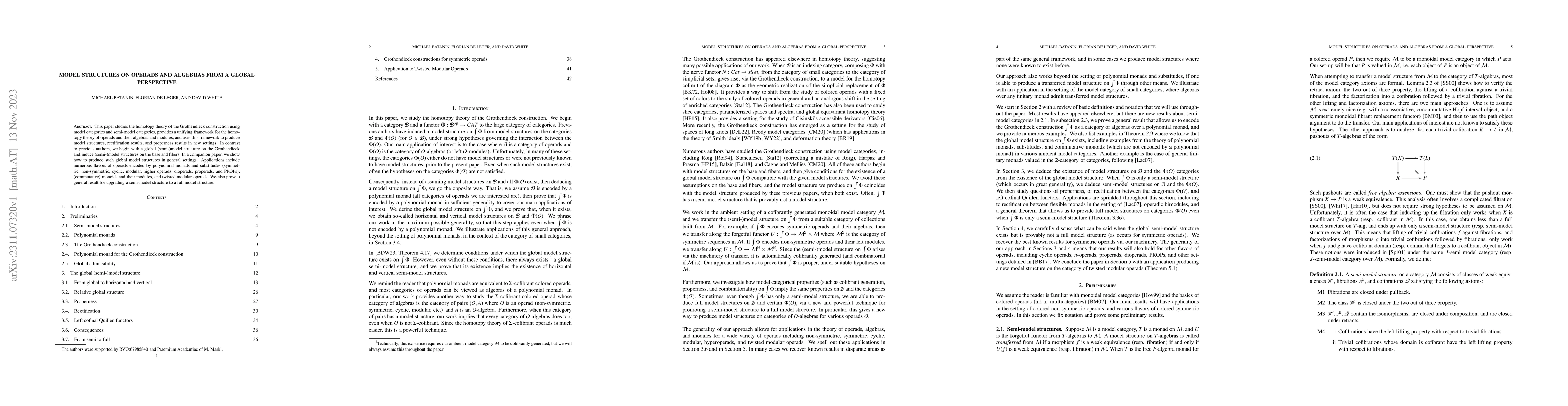 Thumbnail for Model structures on operads and algebras from a global perspective