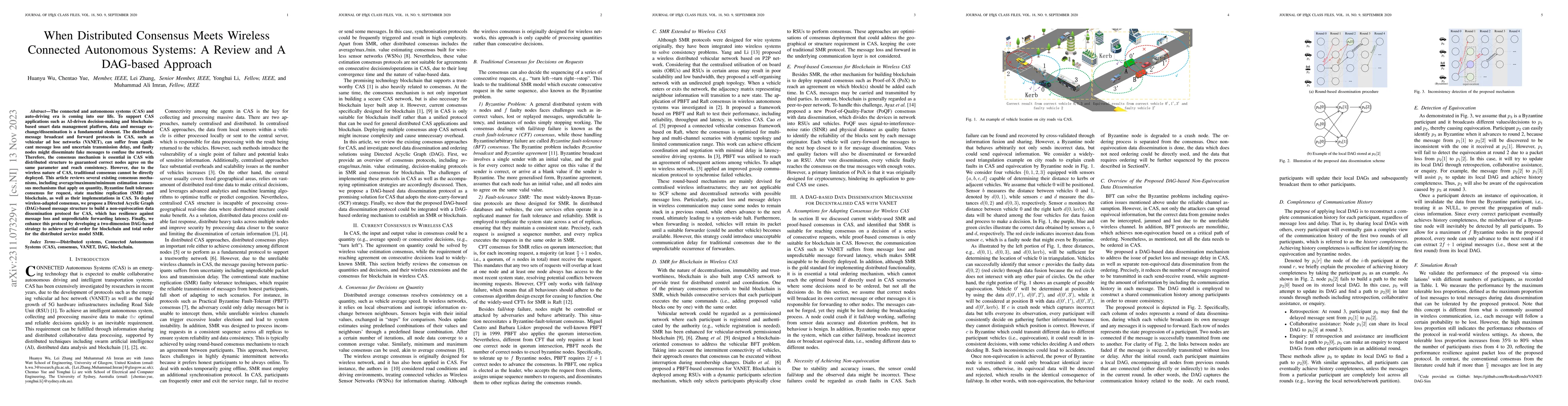 Thumbnail for When Distributed Consensus Meets Wireless Connected Autonomous Systems:
  A Review and A DAG-based Approach