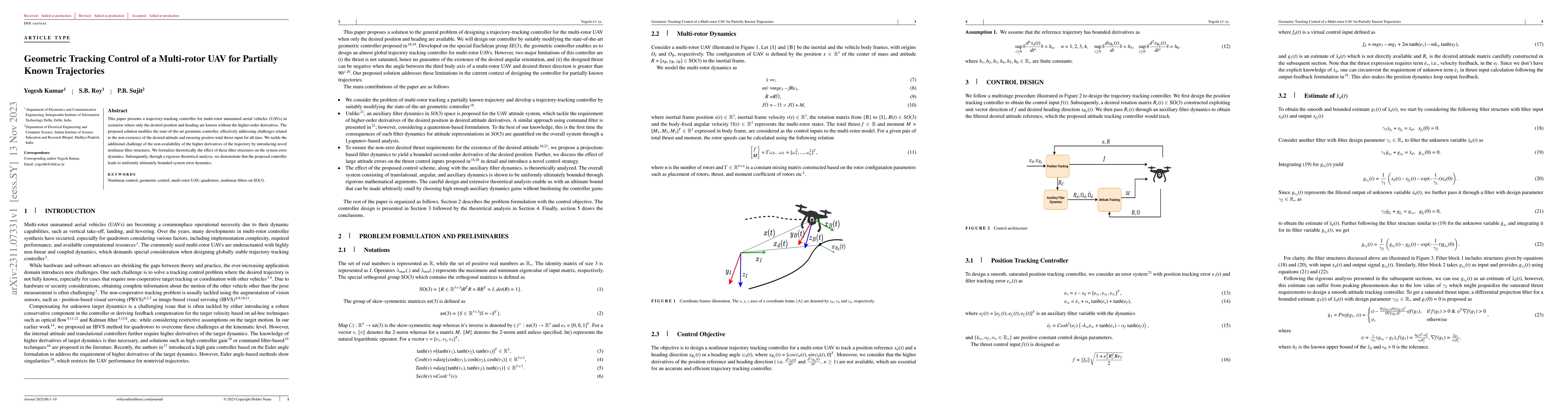 Thumbnail for Geometric Tracking Control of a Multi-rotor UAV for Partially Known
  Trajectories