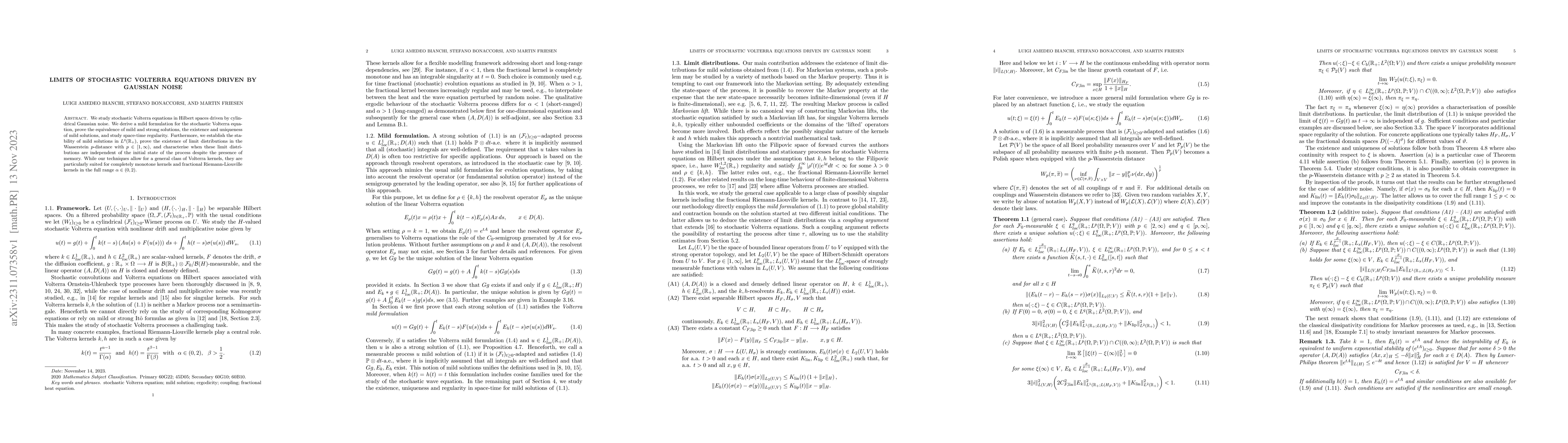 Thumbnail for Limits of stochastic Volterra equations driven by Gaussian noise