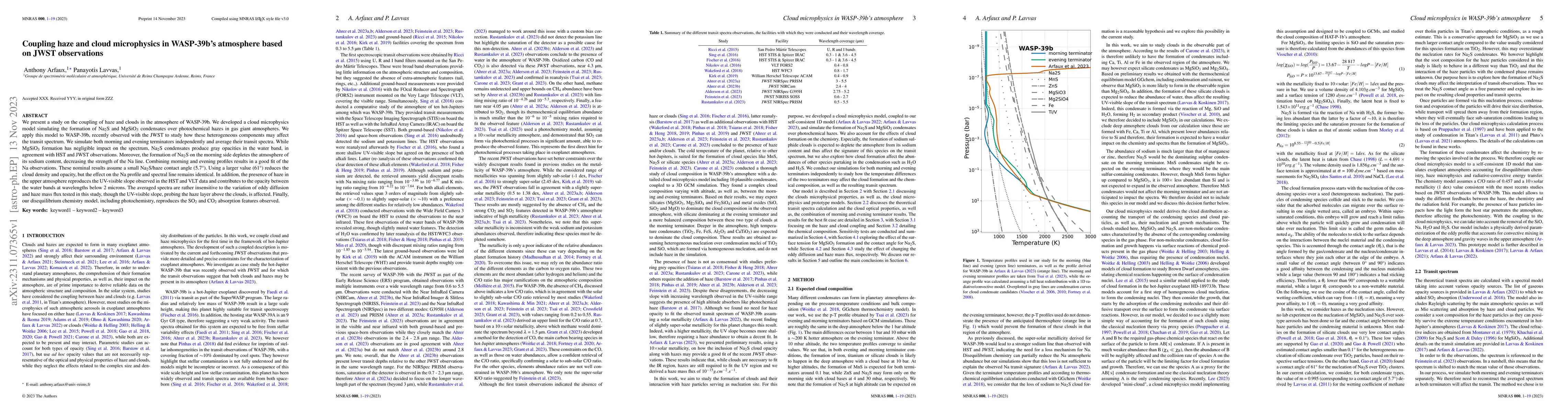 Thumbnail for Coupling haze and cloud microphysics in WASP-39b's atmosphere based on
  JWST observations