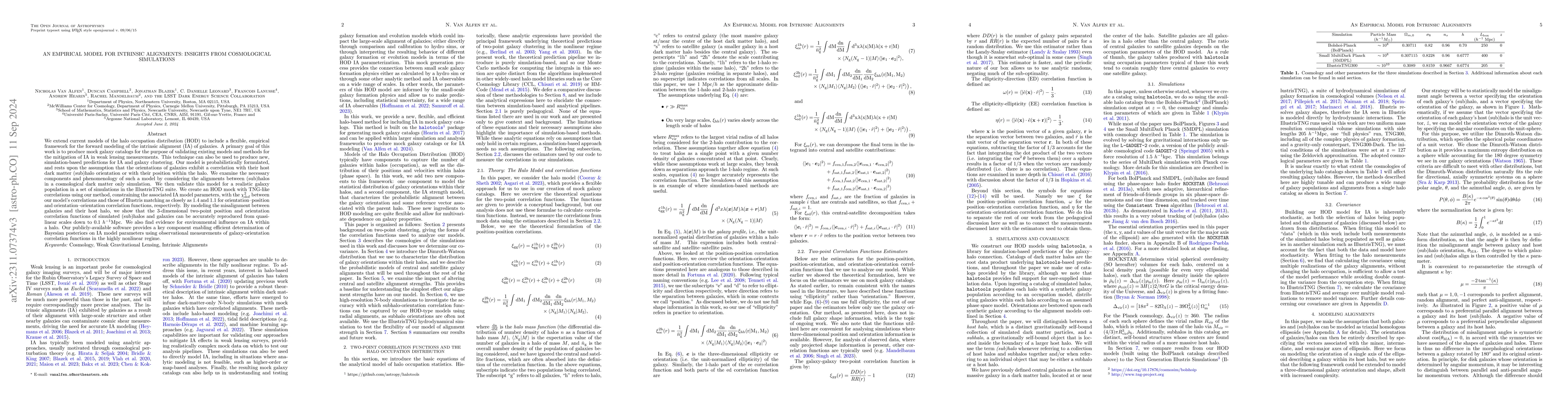 Thumbnail for An Empirical Model For Intrinsic Alignments: Insights From Cosmological
  Simulations