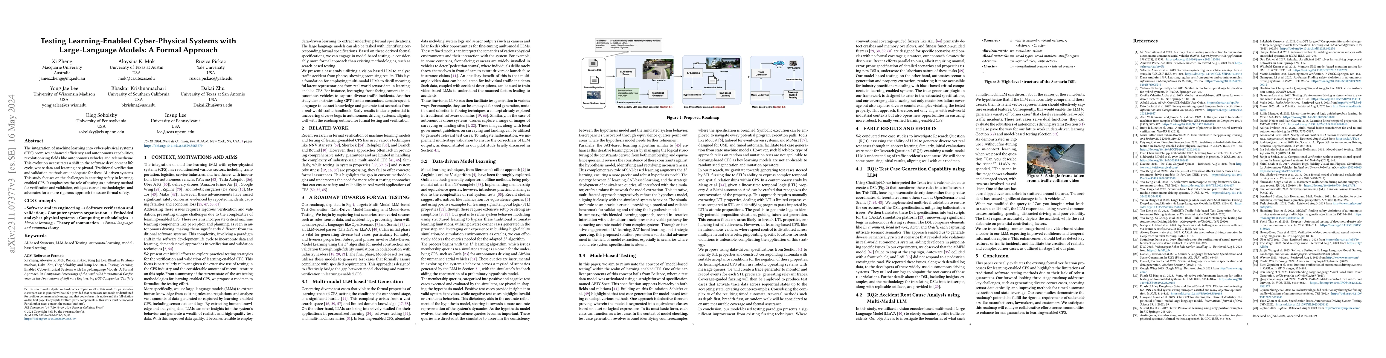 Thumbnail for Testing learning-enabled cyber-physical systems with Large-Language
  Models: A Formal Approach