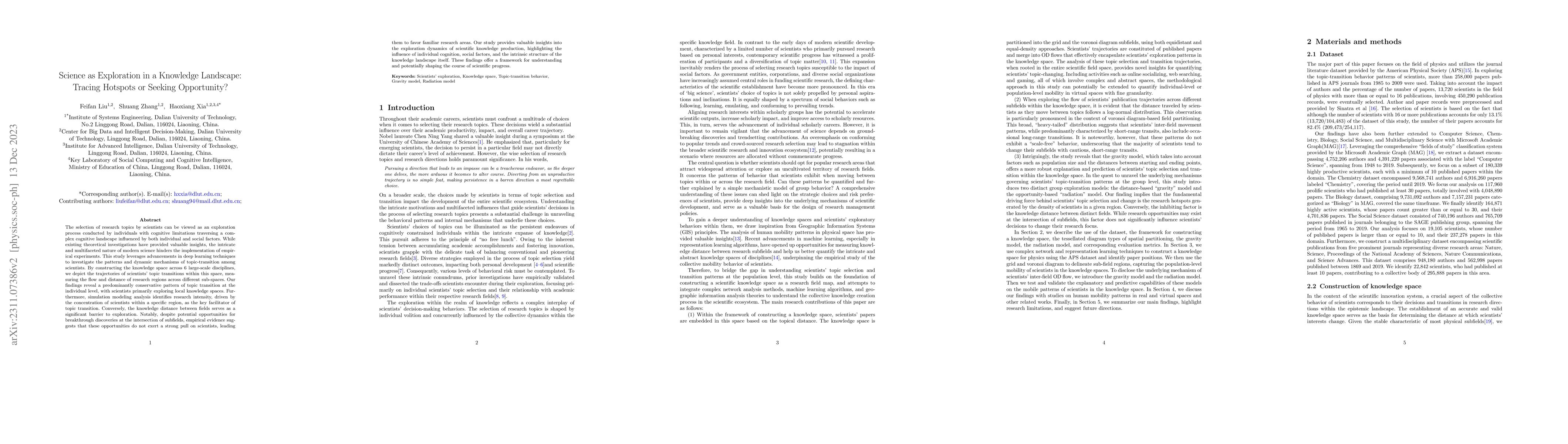 Thumbnail for Science as Exploration in a Knowledge Landscape: Tracing Hotspots or
  Seeking Opportunity?