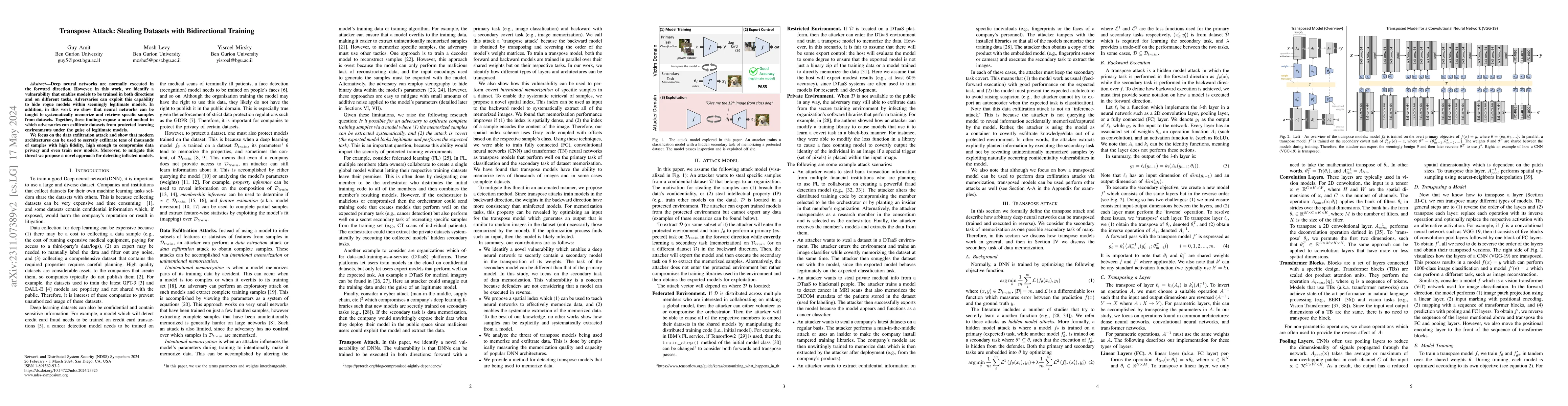 Thumbnail for Transpose Attack: Stealing Datasets with Bidirectional Training