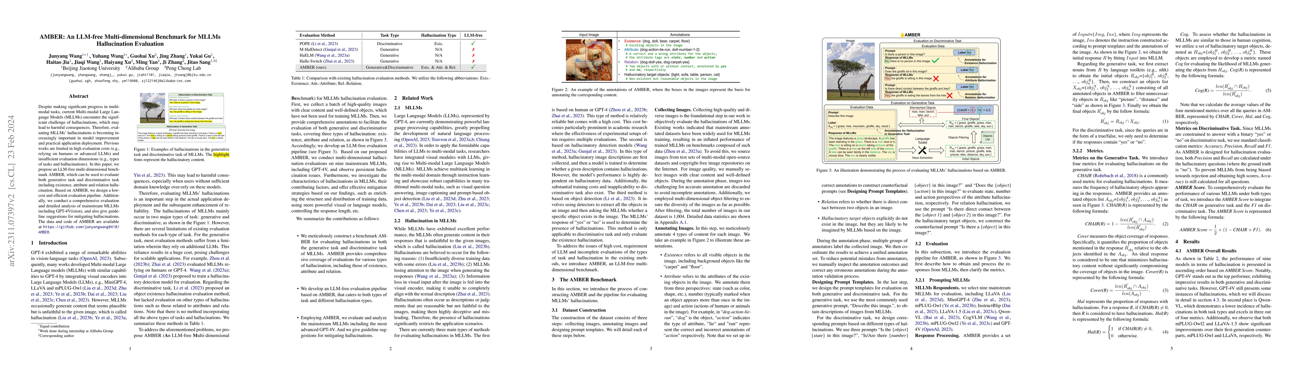 Thumbnail for AMBER: An LLM-free Multi-dimensional Benchmark for MLLMs Hallucination
  Evaluation