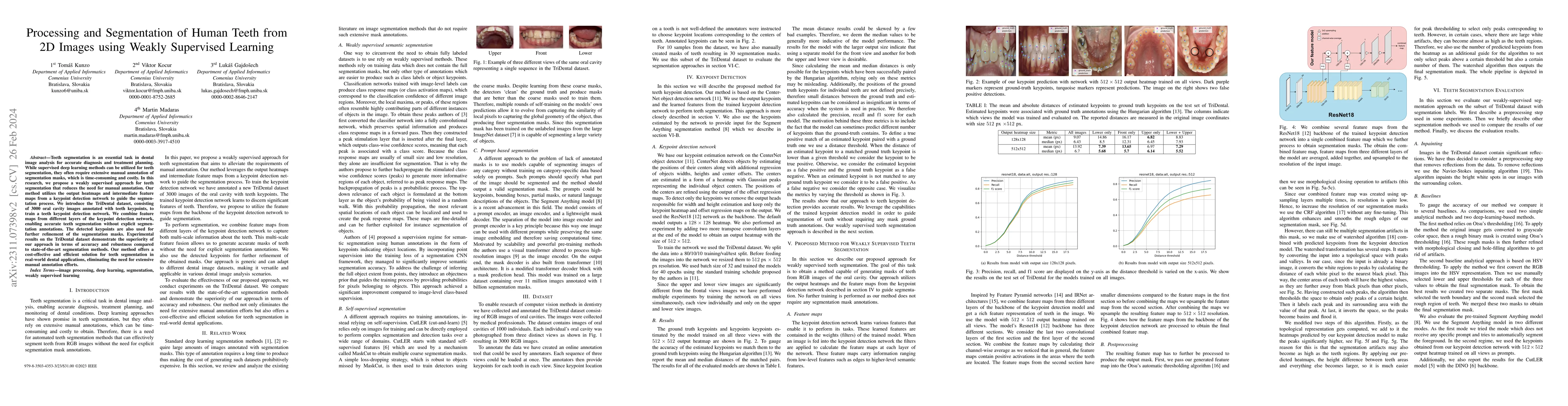 Thumbnail for Processing and Segmentation of Human Teeth from 2D Images using Weakly
  Supervised Learning