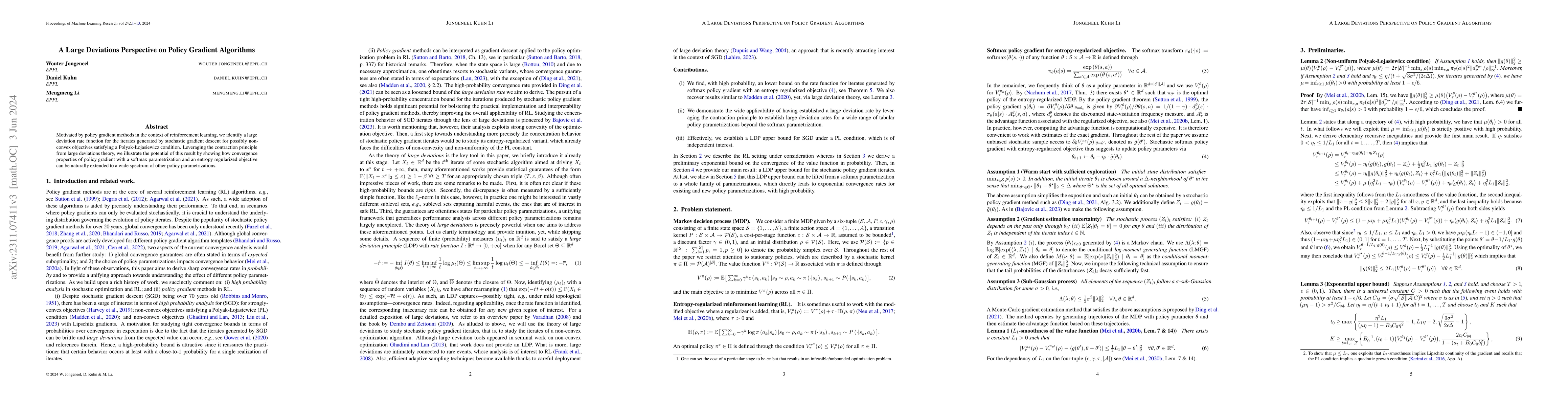 Thumbnail for A Large Deviations Perspective on Policy Gradient Algorithms