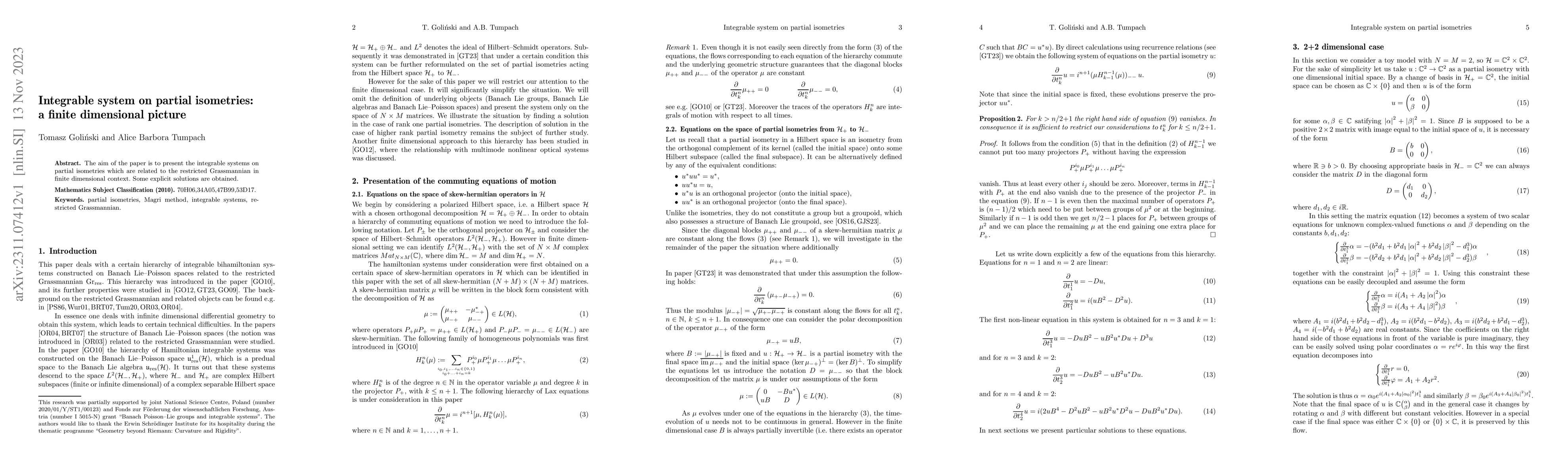 Thumbnail for Integrable system on partial isometries: a finite dimensional picture