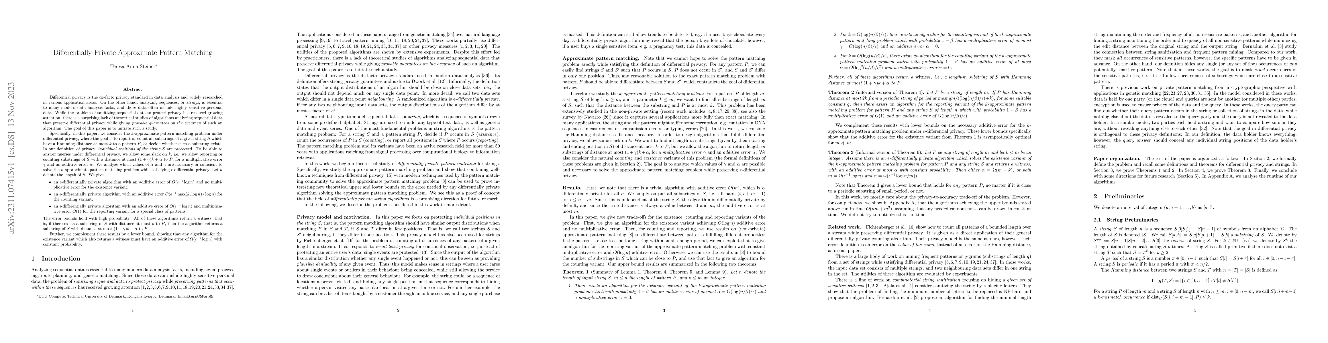 Thumbnail for Differentially Private Approximate Pattern Matching