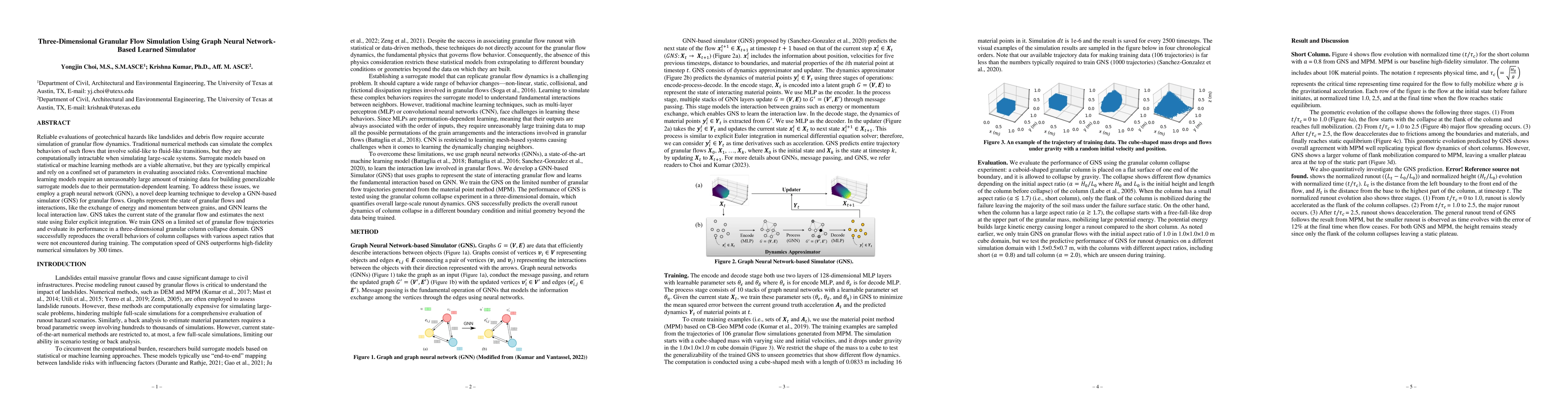 Thumbnail for Three-dimensional granular flow simulation using graph neural
  network-based learned simulator