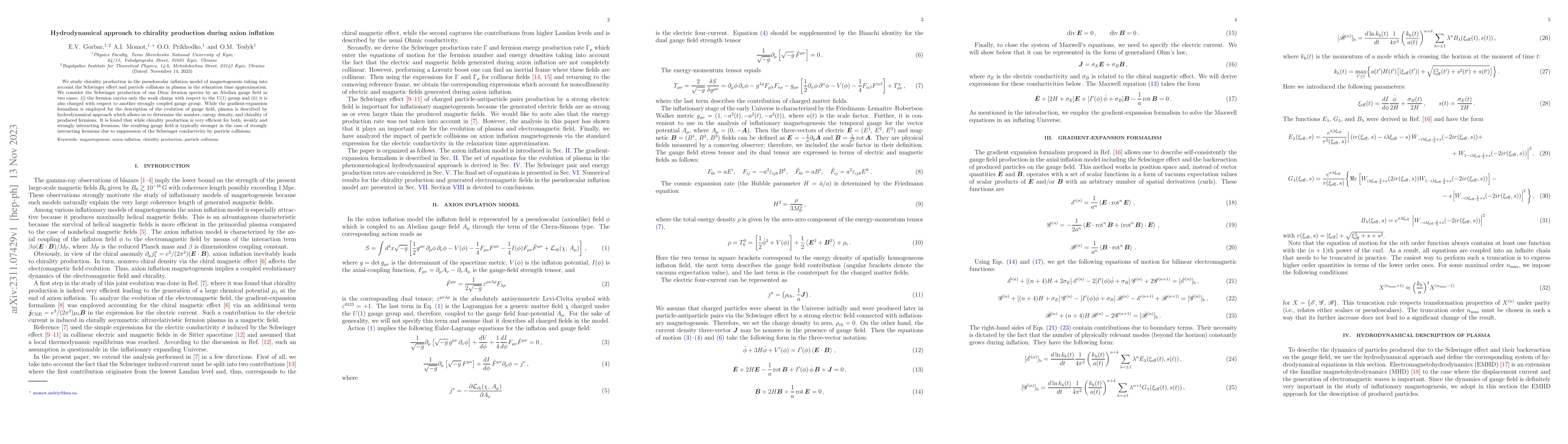 Thumbnail for Hydrodynamical approach to chirality production during axion inflation
