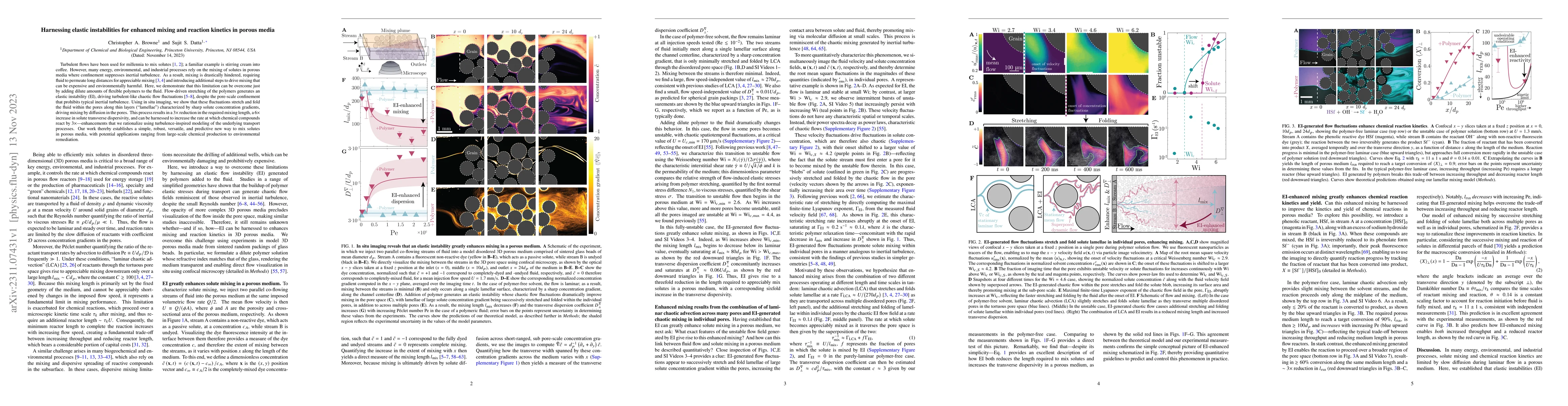 Thumbnail for Harnessing elastic instabilities for enhanced mixing and reaction
  kinetics in porous media