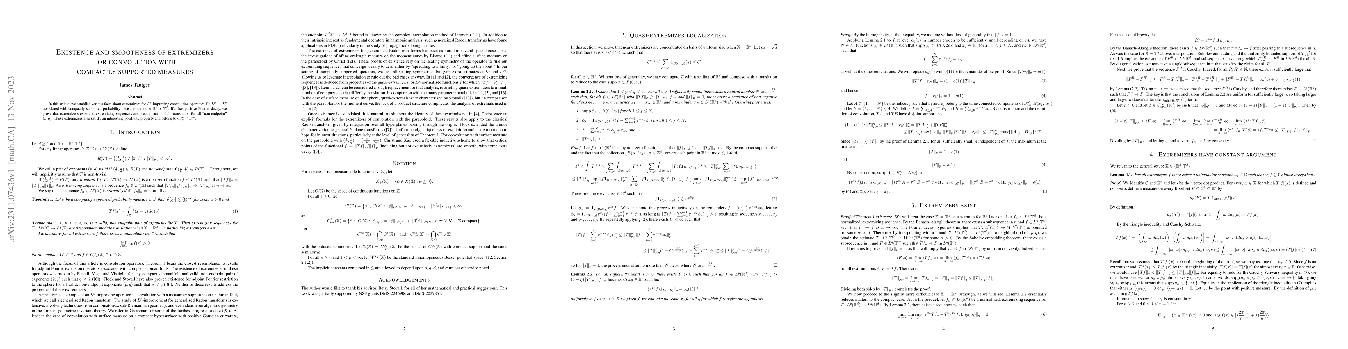 Thumbnail for Existence and smoothness of extremizers for convolution with compactly
  supported measures