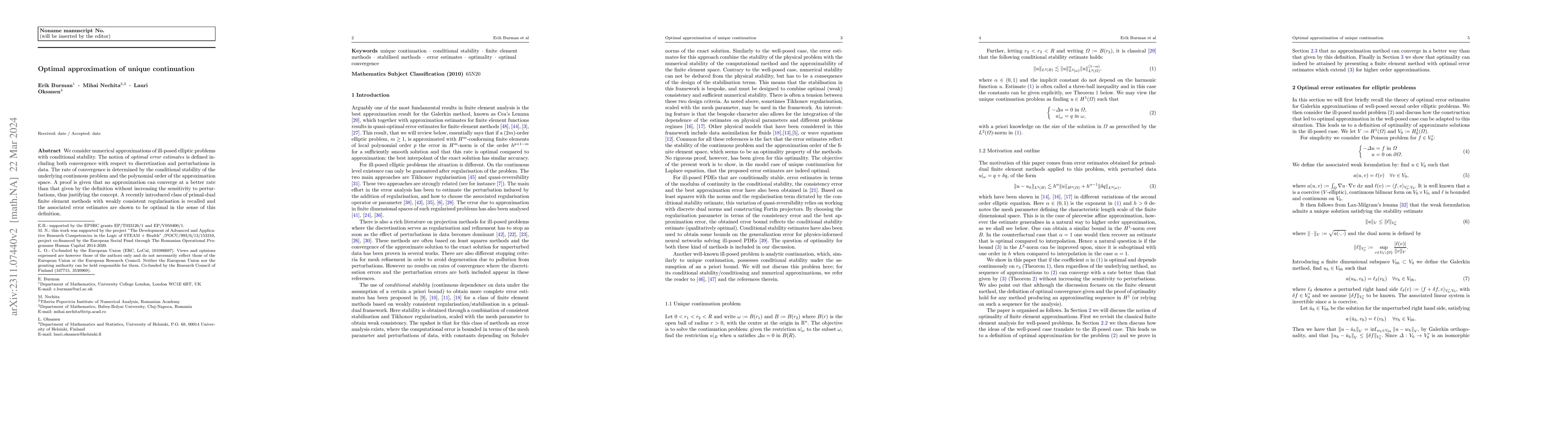 Thumbnail for Optimal finite element approximation of unique continuation