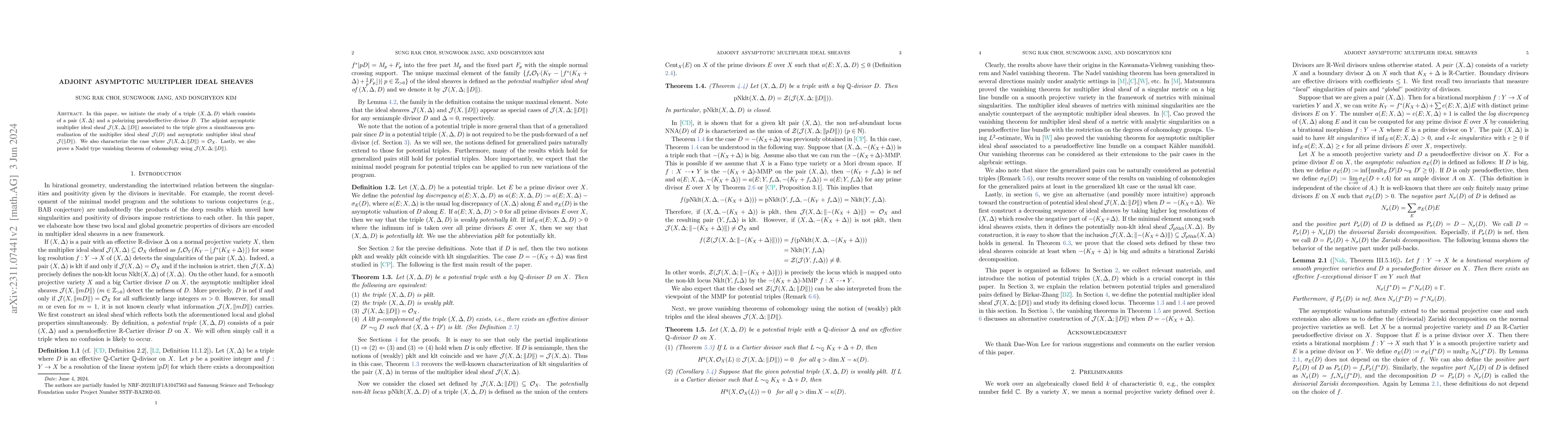 Thumbnail for Adjoint asymptotic multiplier ideal sheaves