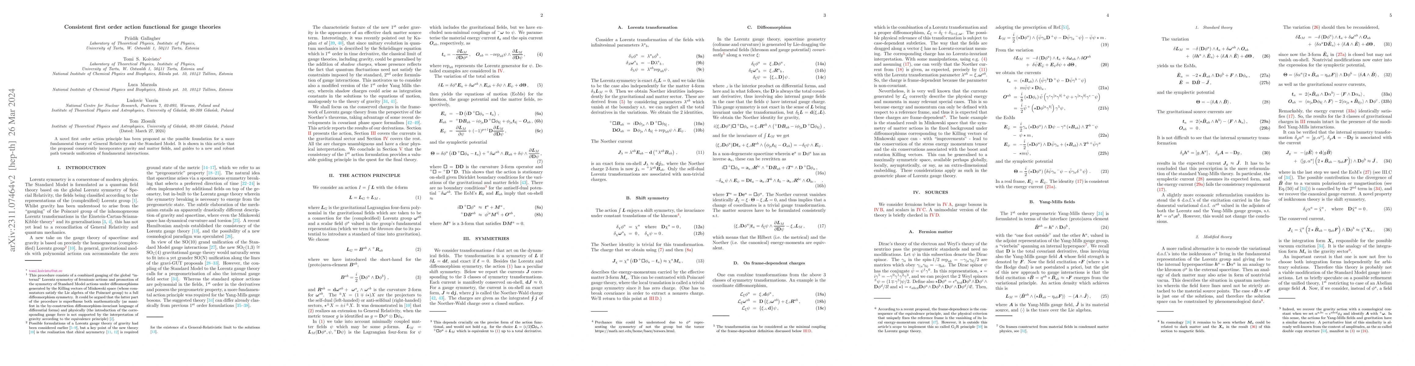 Thumbnail for Consistent first order action functional for gauge theories