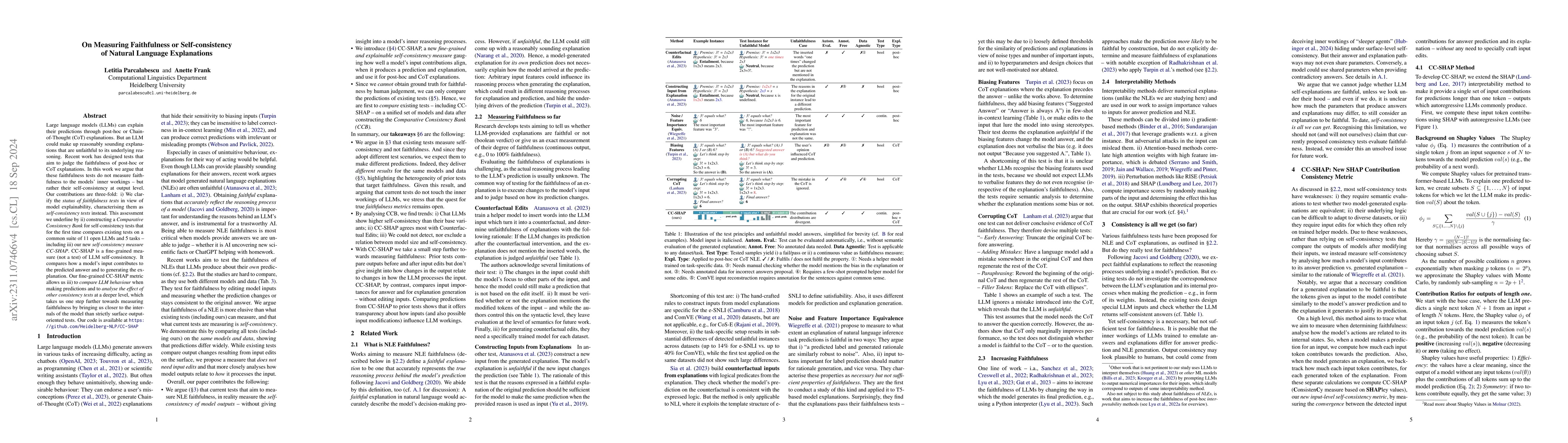 Thumbnail for On Measuring Faithfulness or Self-consistency of Natural Language
  Explanations