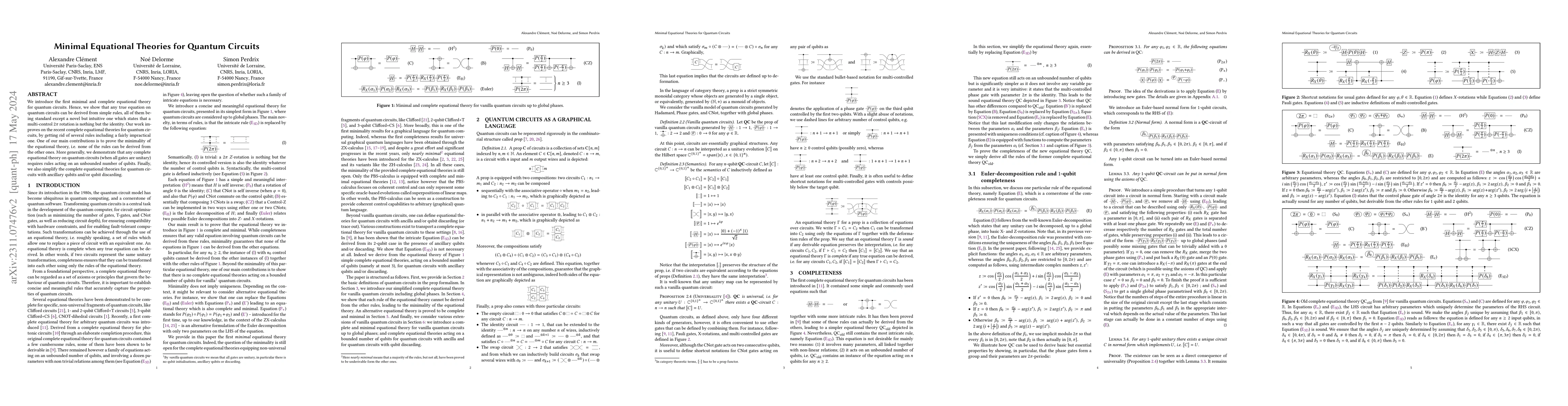 Thumbnail for Minimal Equational Theories for Quantum Circuits