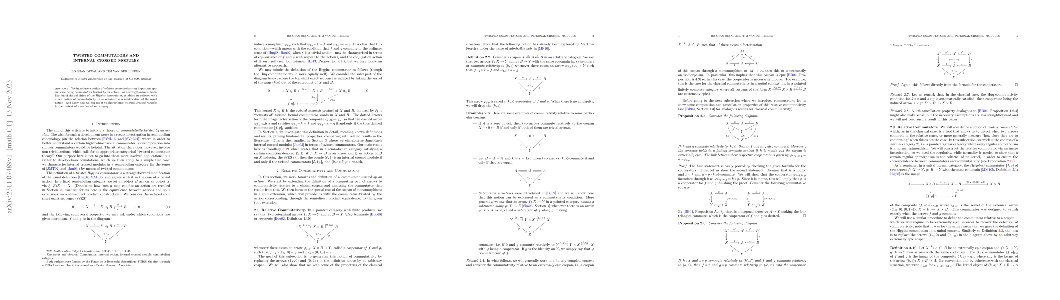 Thumbnail for Twisted Commutators and Internal Crossed Modules