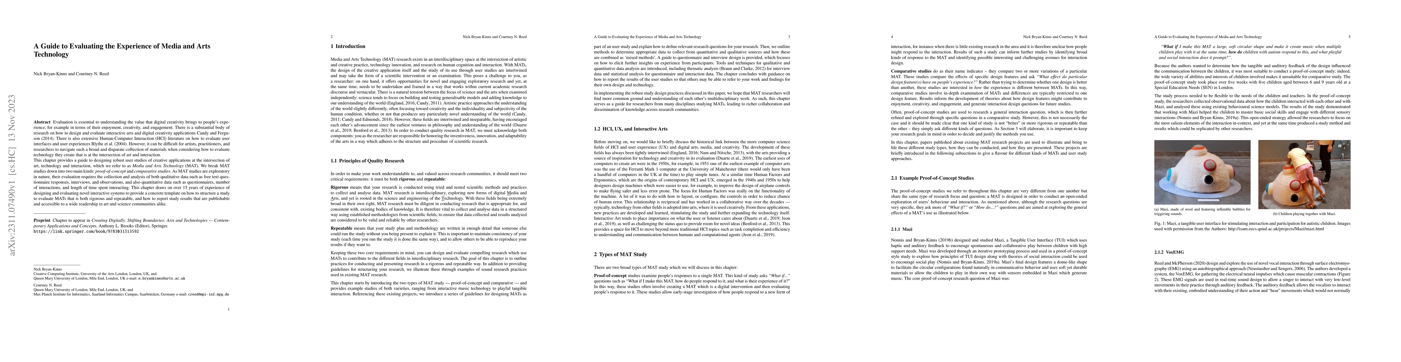 Thumbnail for A Guide to Evaluating the Experience of Media and Arts Technology