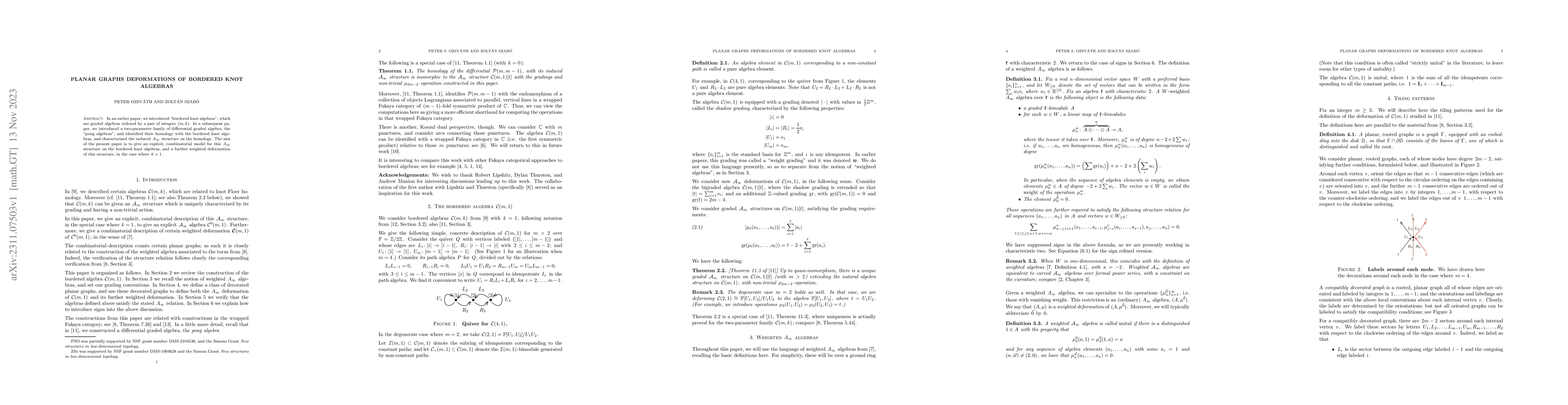Thumbnail for Planar graphs deformations of bordered knot algebras