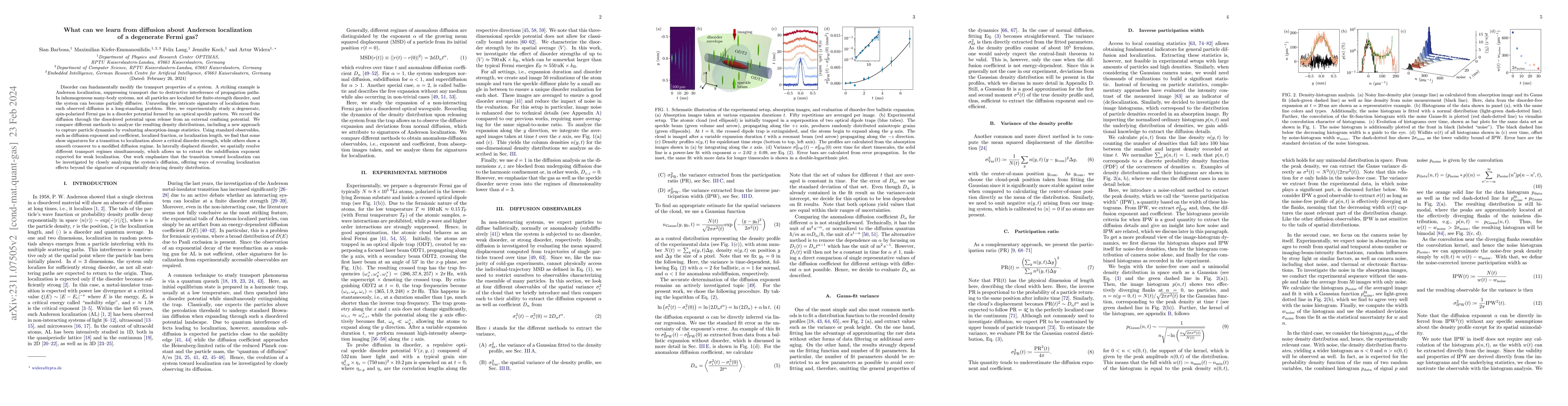 Thumbnail for What can we learn from diffusion about Anderson localization of a
  degenerate Fermi gas?