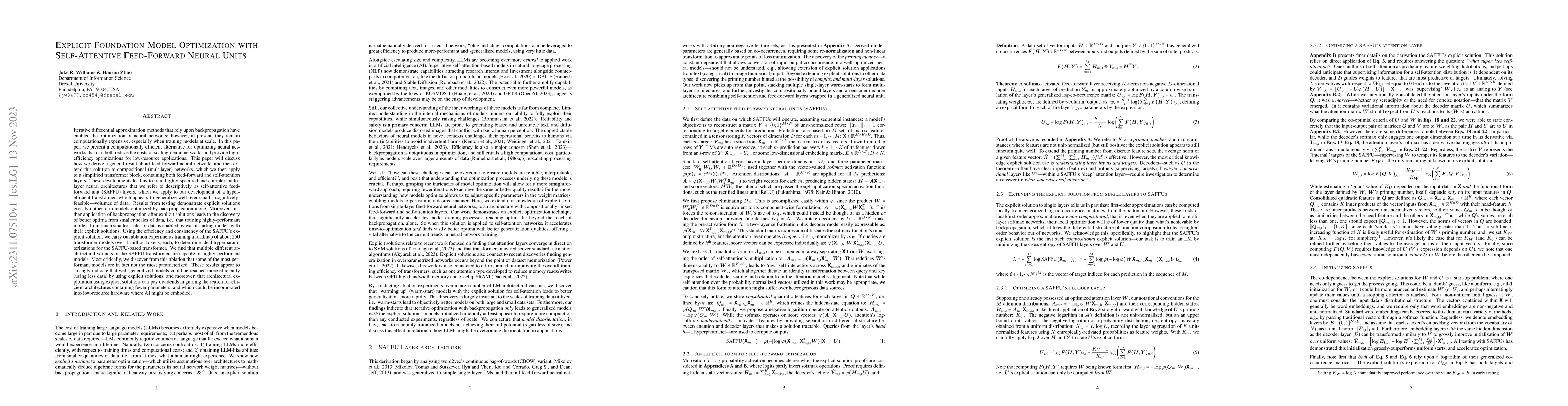 Thumbnail for Explicit Foundation Model Optimization with Self-Attentive Feed-Forward
  Neural Units