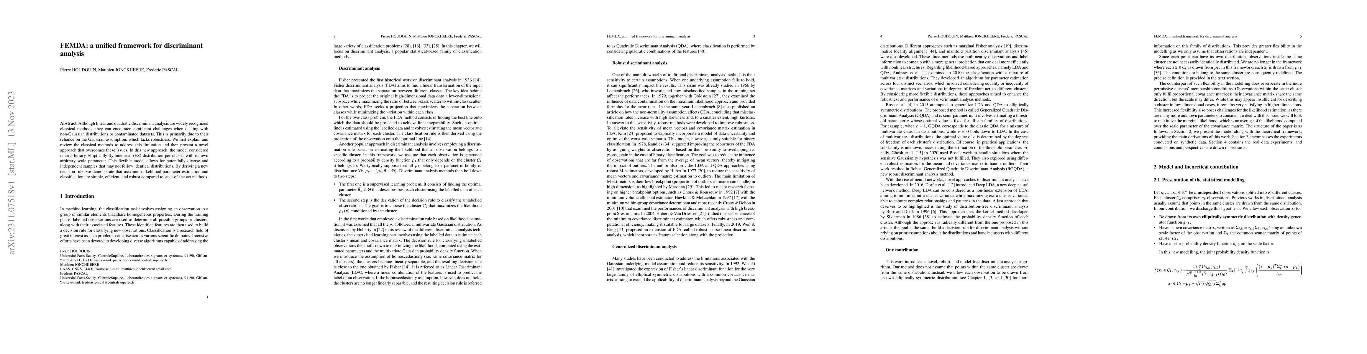 Thumbnail for FEMDA: a unified framework for discriminant analysis