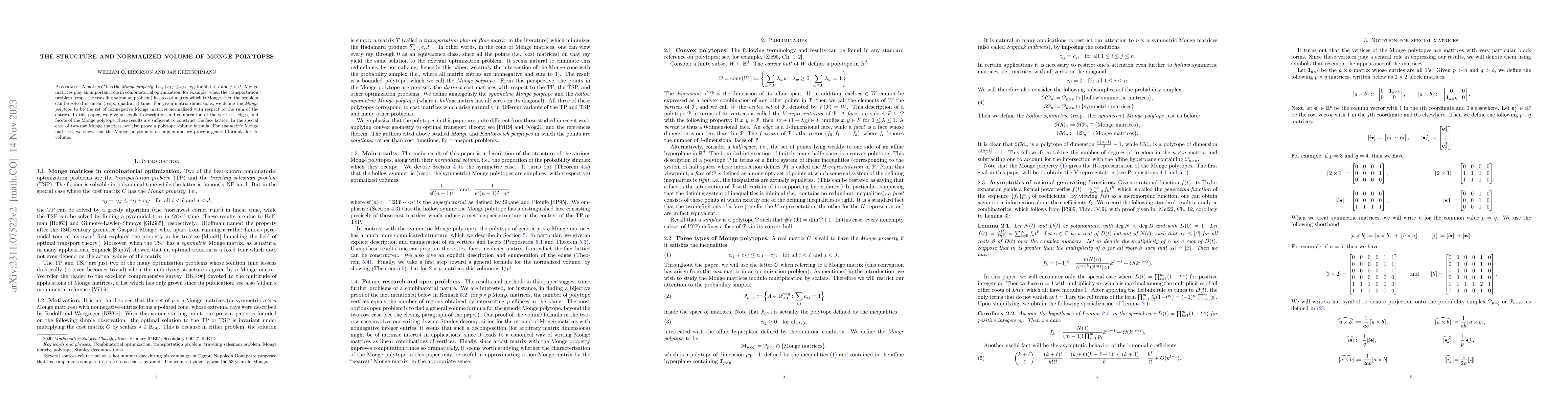 Thumbnail for The structure and normalized volume of Monge polytopes