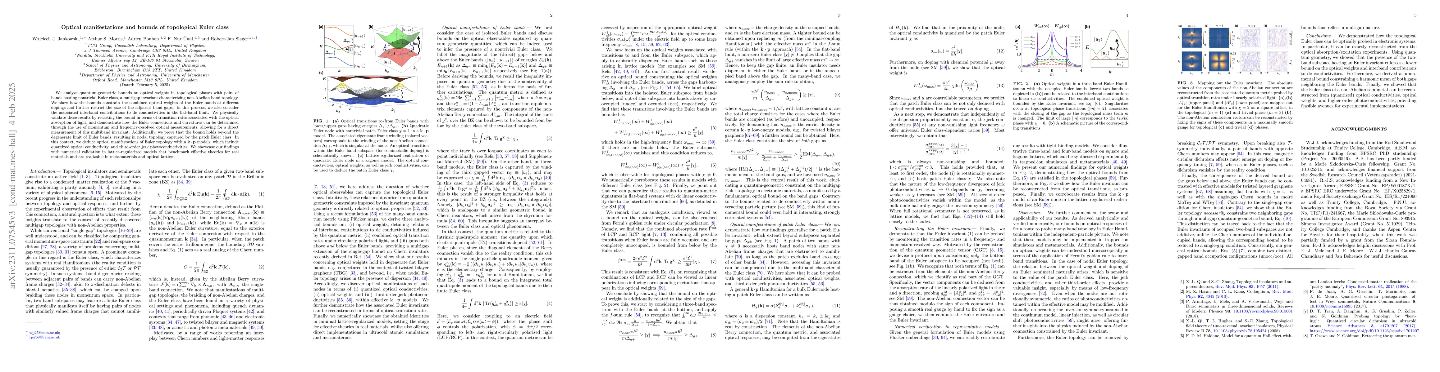 Thumbnail for Optical manifestations of topological Euler class in electronic
  materials