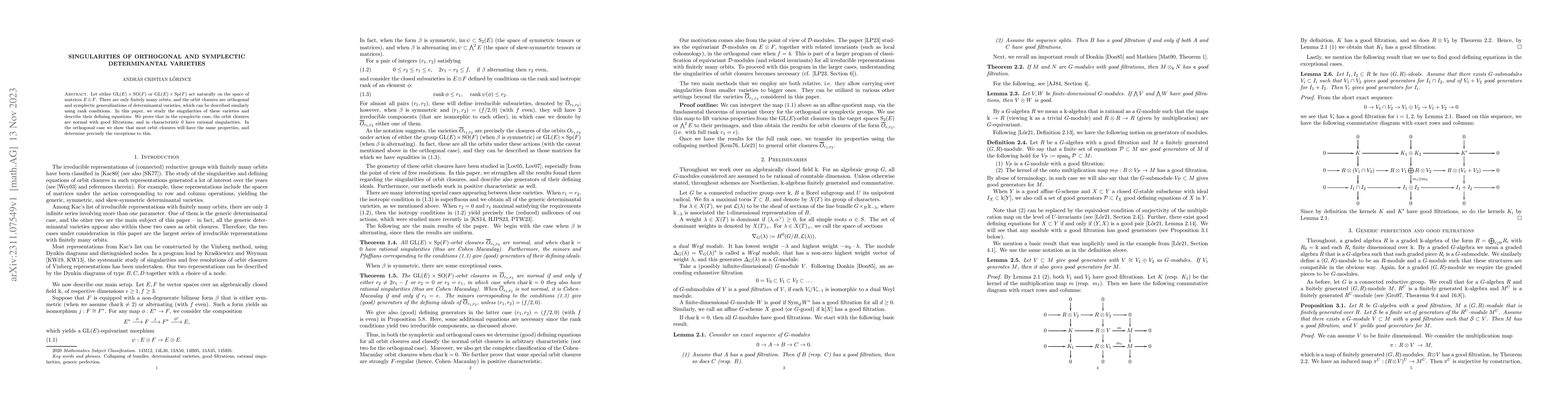 Thumbnail for Singularities of orthogonal and symplectic determinantal varieties