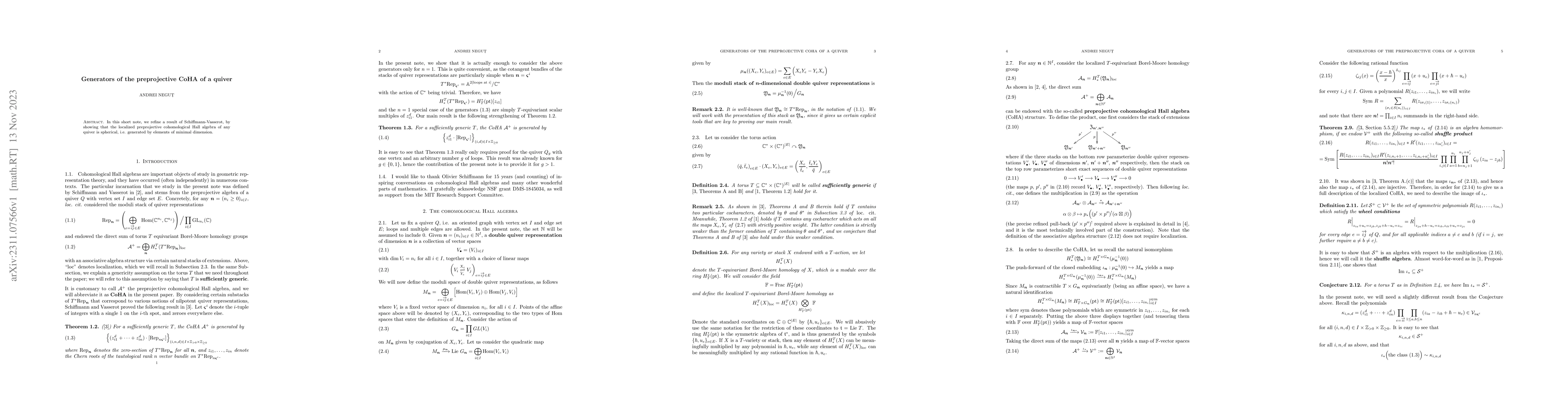 Thumbnail for Generators of the preprojective CoHA of a quiver