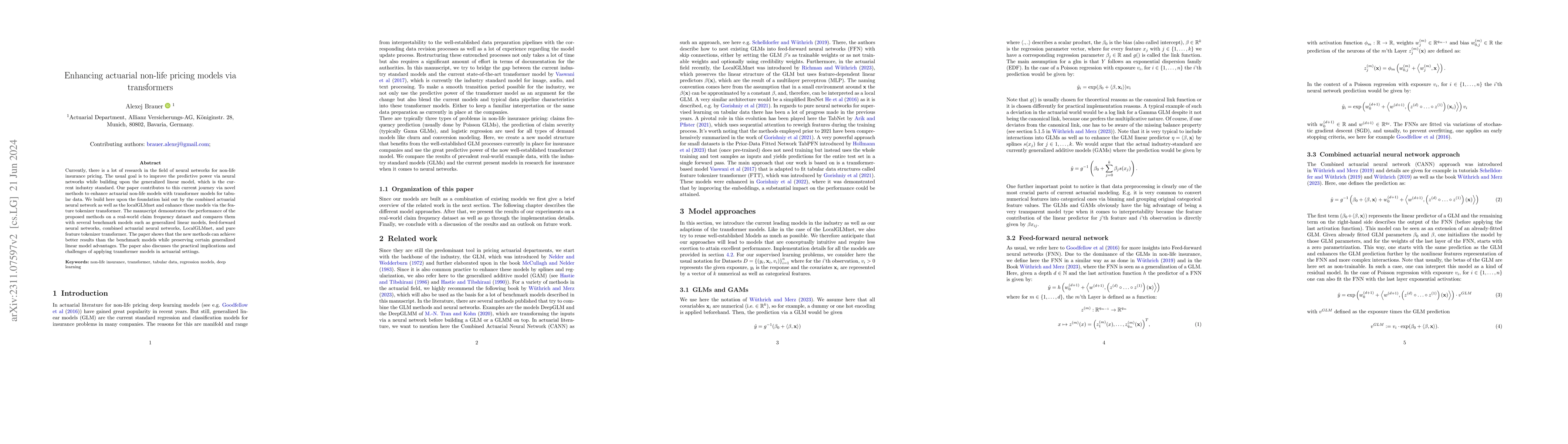 Thumbnail for Enhancing Actuarial Non-Life Pricing Models via Transformers