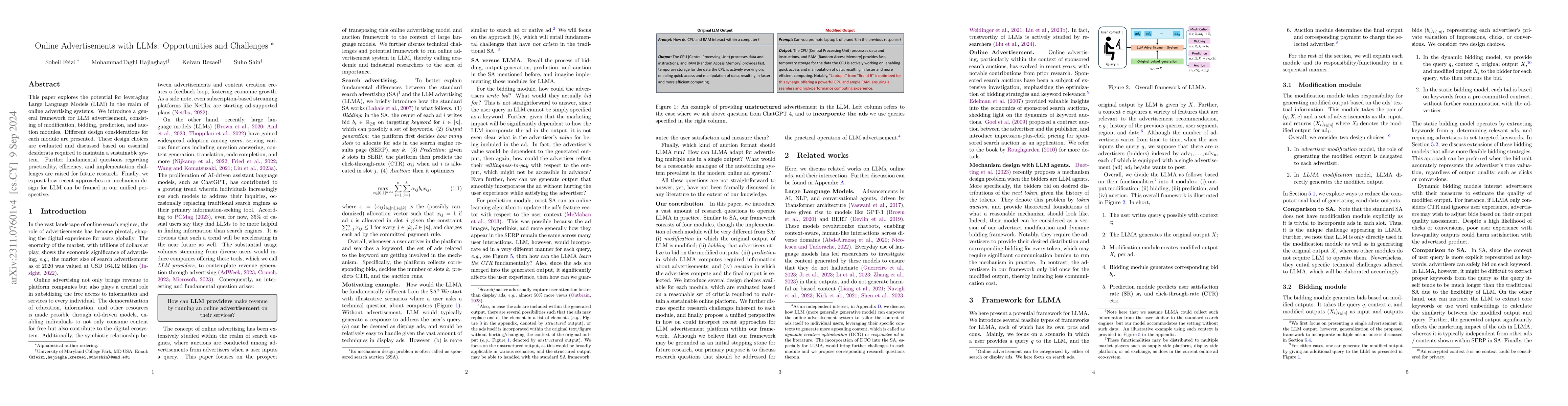 Thumbnail for Online Advertisements with LLMs: Opportunities and Challenges
