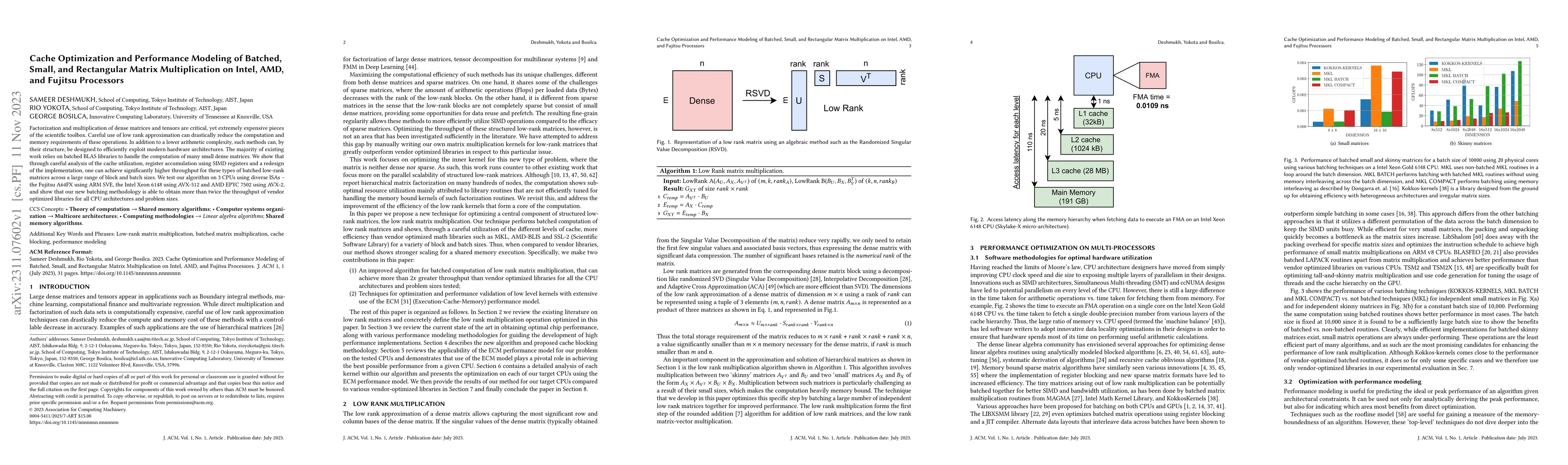 Thumbnail for Cache Optimization and Performance Modeling of Batched, Small, and
  Rectangular Matrix Multiplication on Intel, AMD, and Fujitsu Processors