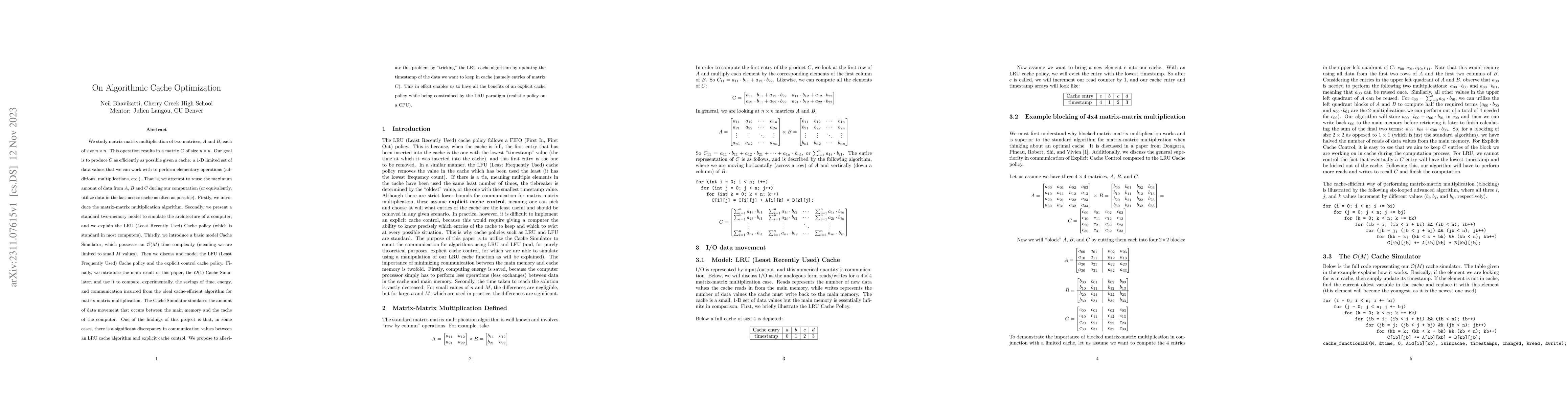 Thumbnail for On Algorithmic Cache Optimization