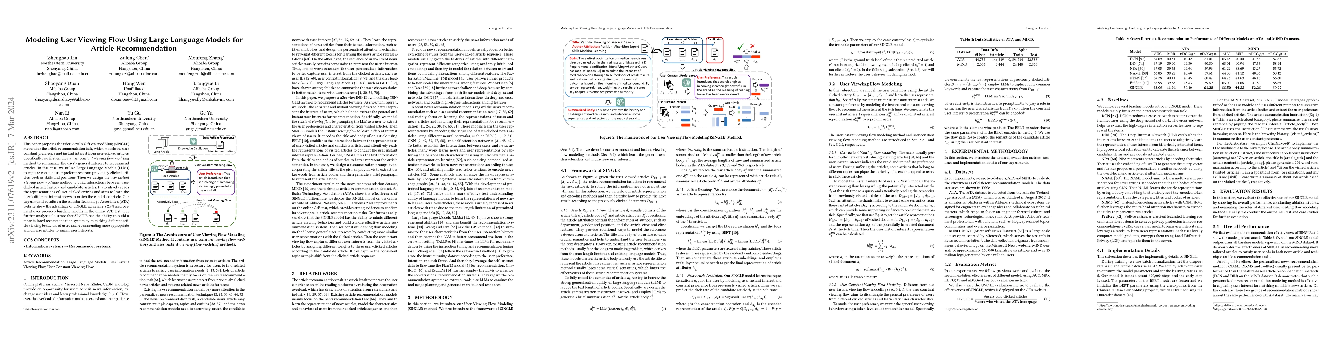 Thumbnail for Modeling User Viewing Flow Using Large Language Models for Article
  Recommendation