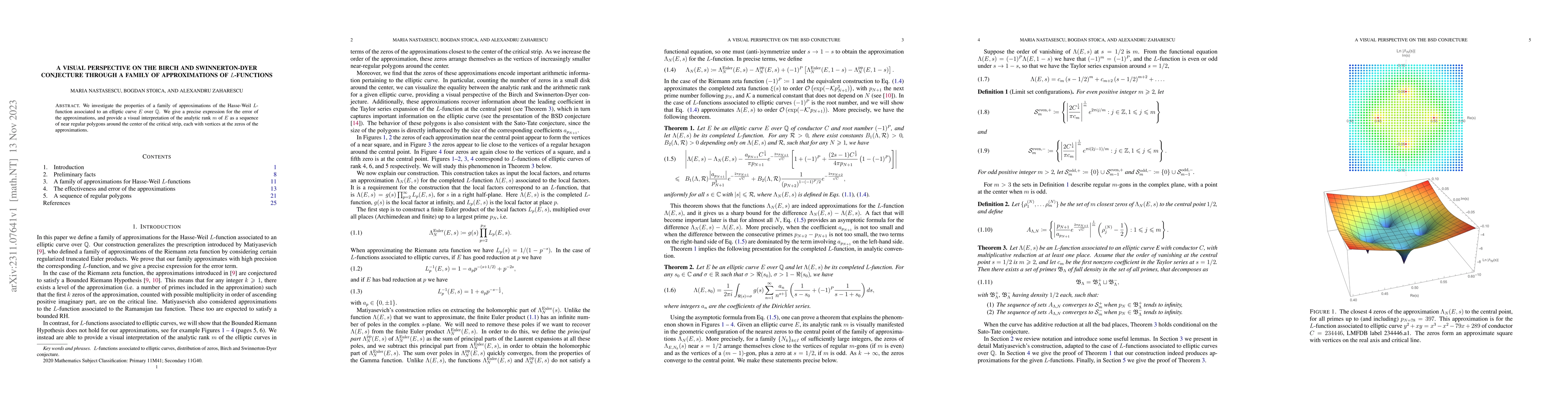 Thumbnail for A visual perspective on the Birch and Swinnerton-Dyer conjecture through
  a family of approximations of $L$-functions