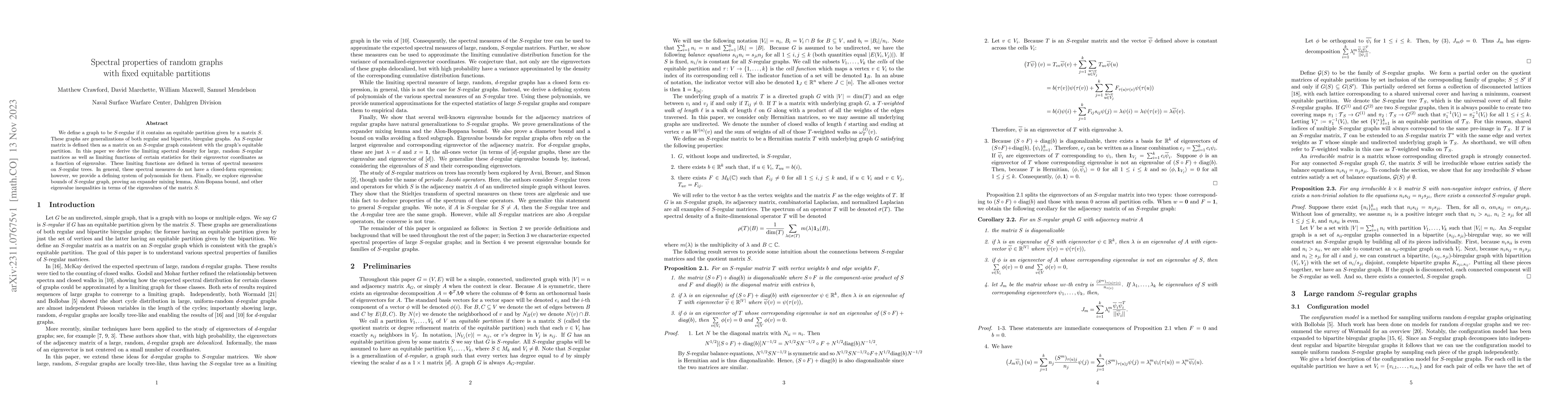 Thumbnail for Spectral properties of random graphs with fixed equitable partition