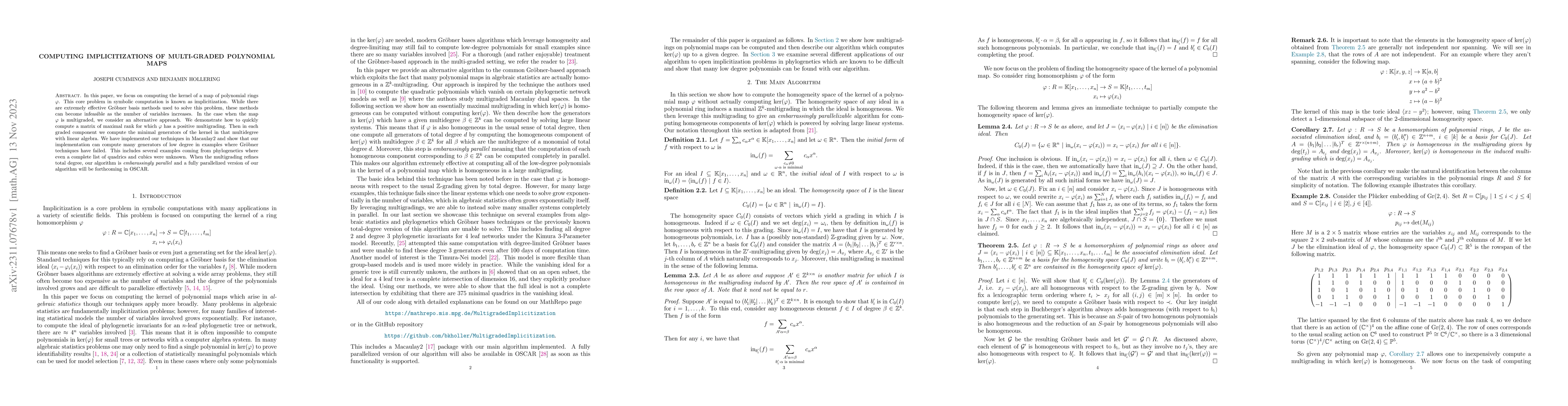 Thumbnail for Computing Implicitizations of Multi-Graded Polynomial Maps