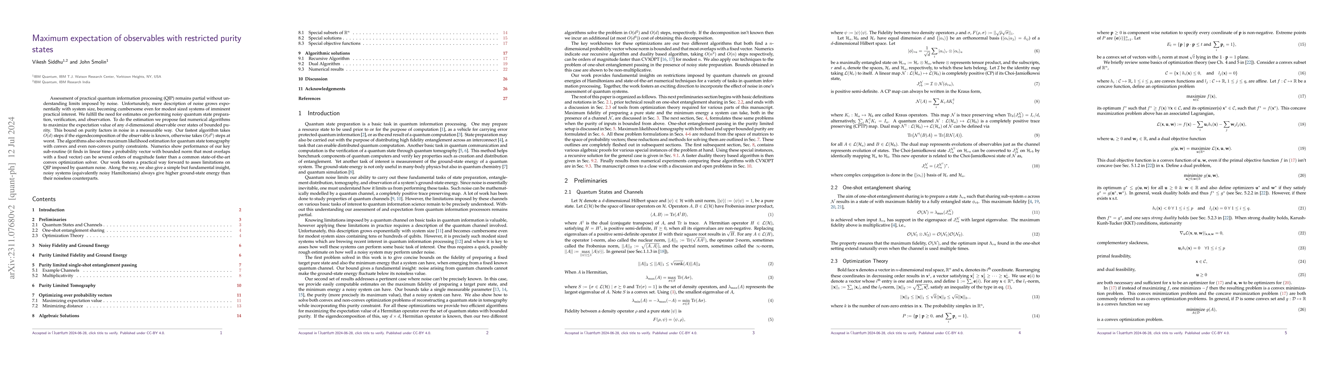 Thumbnail for Maximum expectation of observables with restricted purity states
