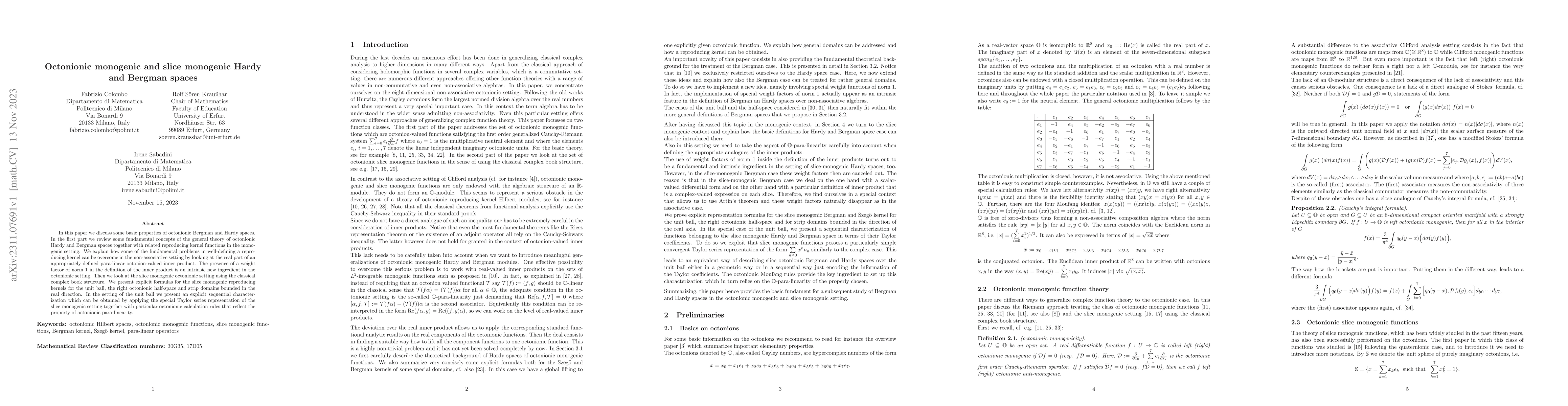 Thumbnail for Octonionic monogenic and slice monogenic Hardy and Bergman spaces