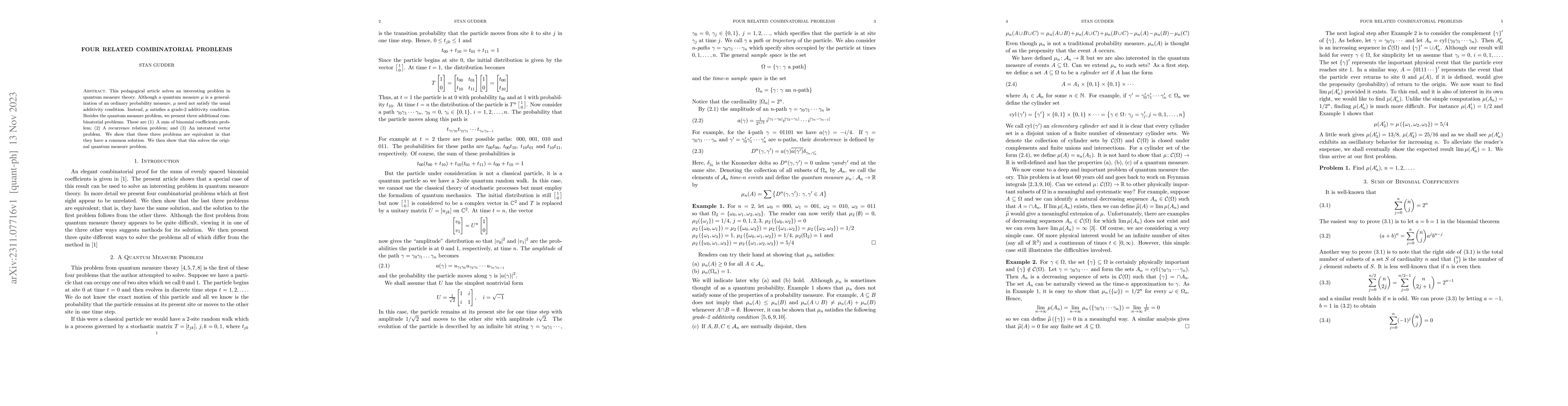Thumbnail for Four Related Combinatorial Problems